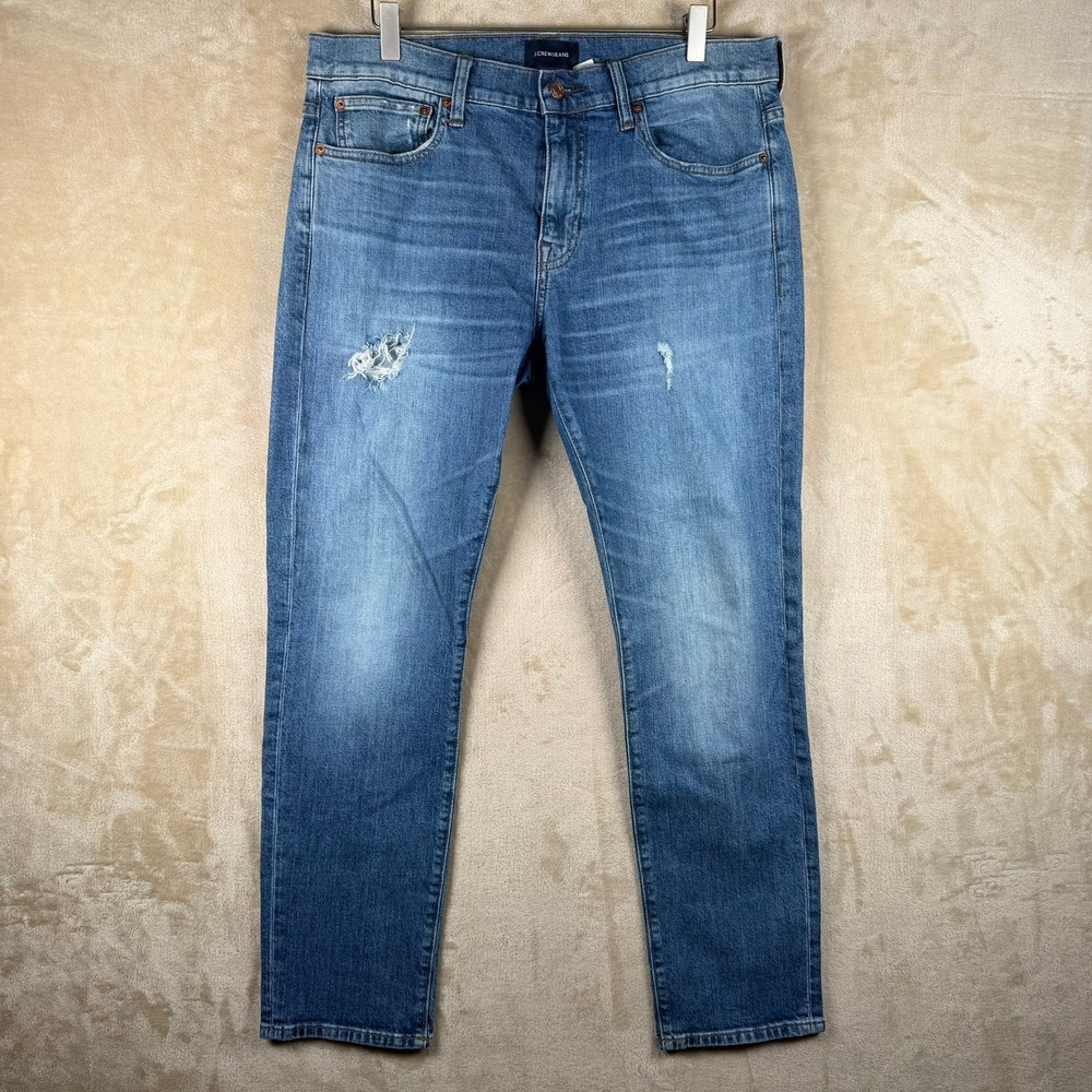 J.Crew 484 Slim Fit Jeans Mens 34x30 Medium Wash Distressed Denim Blue Pants